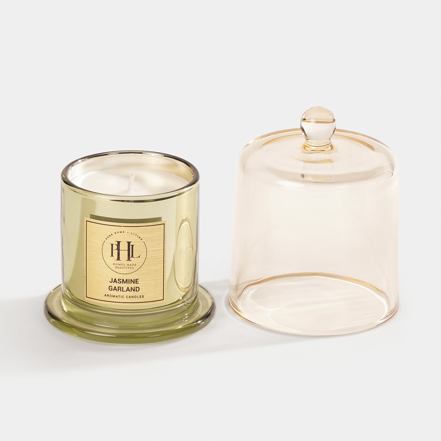 Jasmine Garland Scented Bell Jar Glass Candle - Light Green