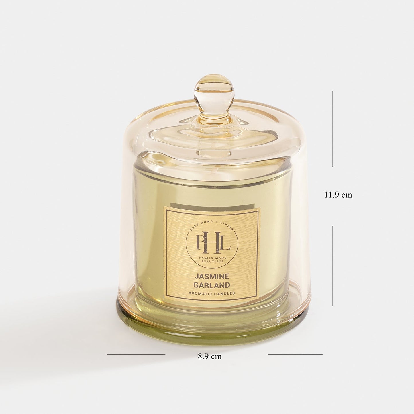 Jasmine Garland Scented Bell Jar Glass Candle - Light Green