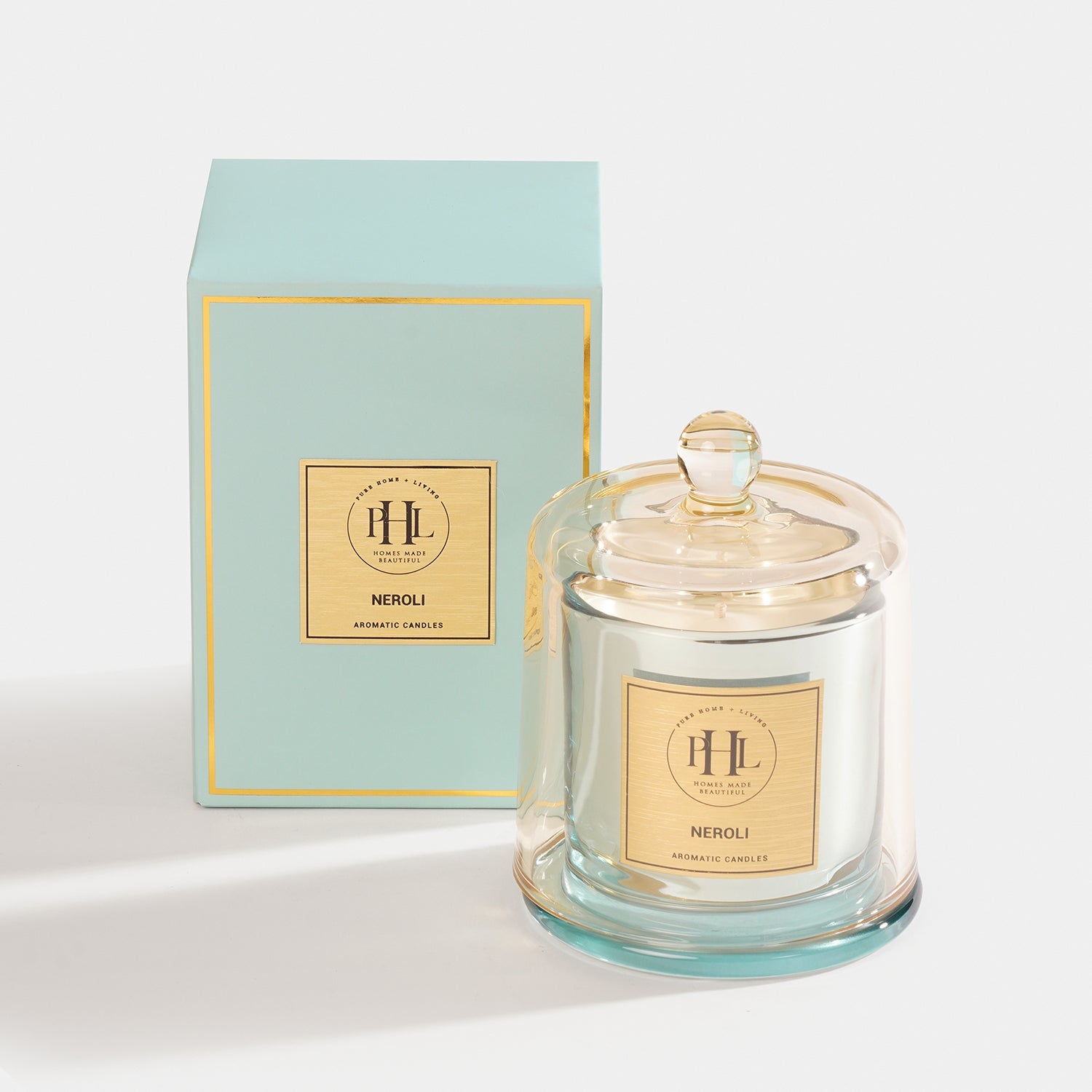 Neroli Scented Bell Jar Glass Candle - Light Blue
