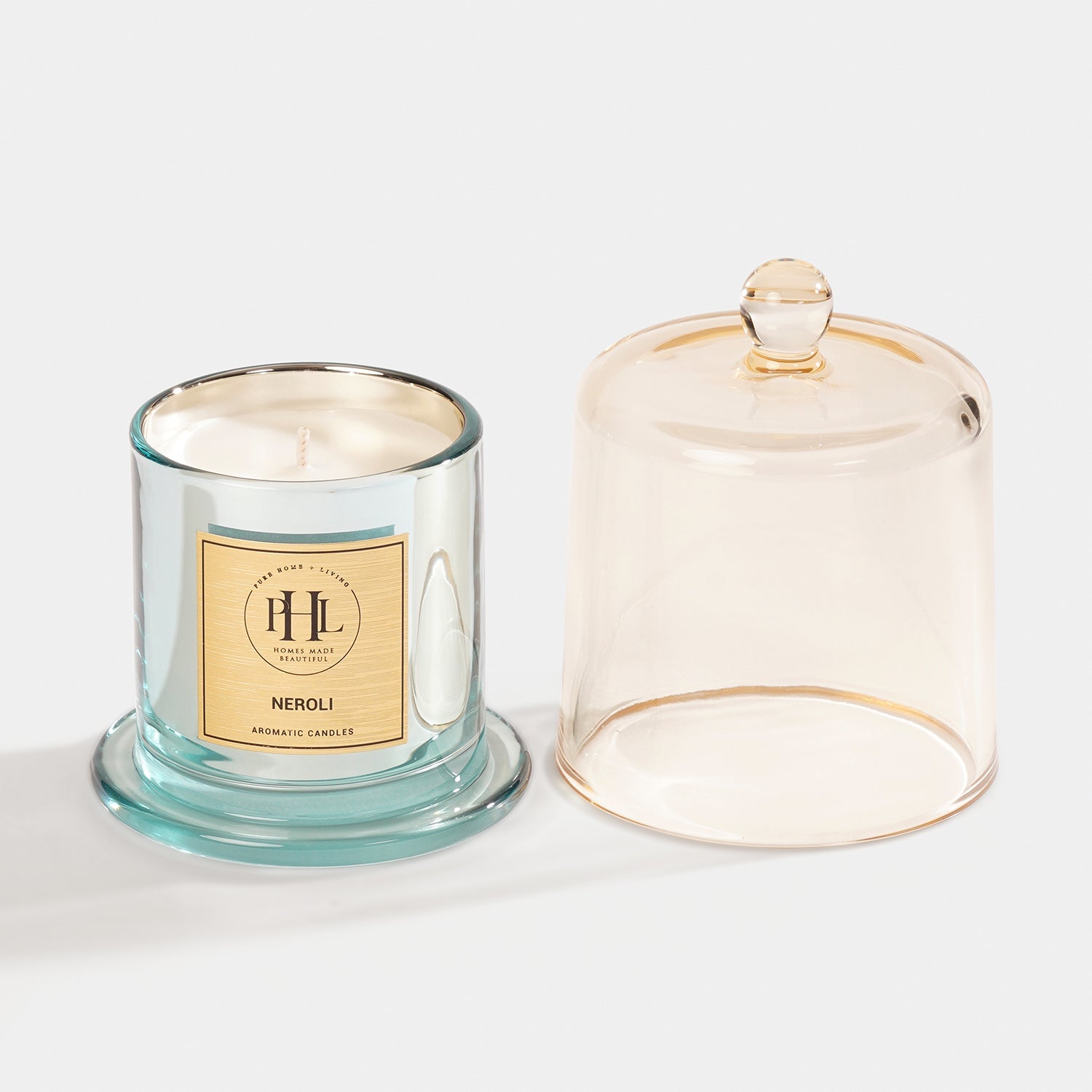 Neroli Scented Bell Jar Glass Candle - Light Blue