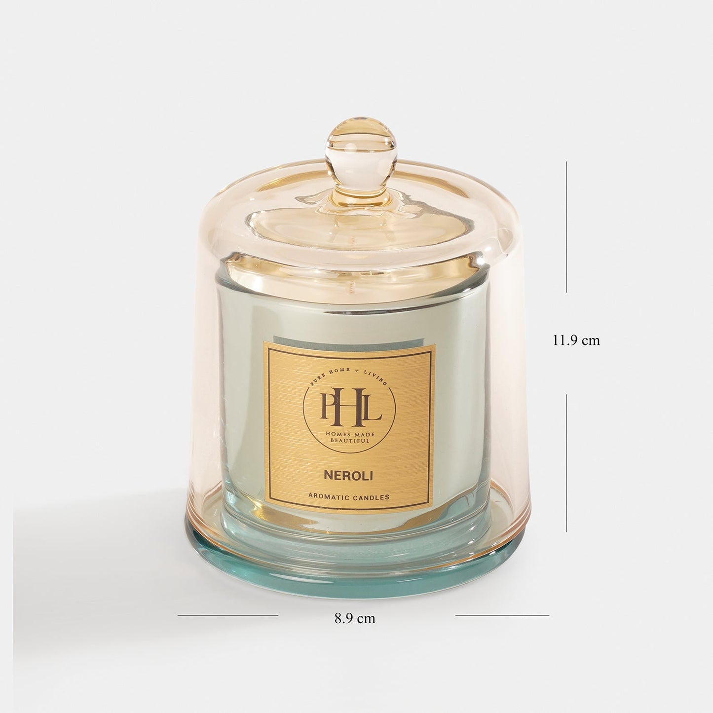 Neroli Scented Bell Jar Glass Candle - Light Blue