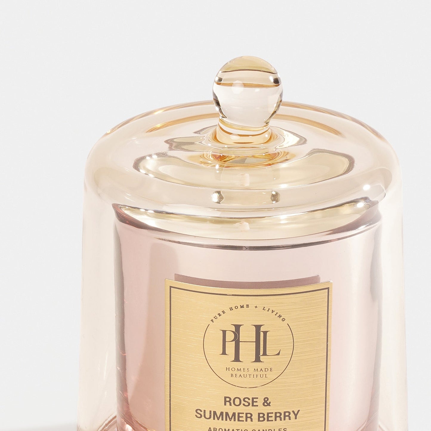 Rose and Summer Berry Scented Bell Jar Glass Candle - Light Pink
