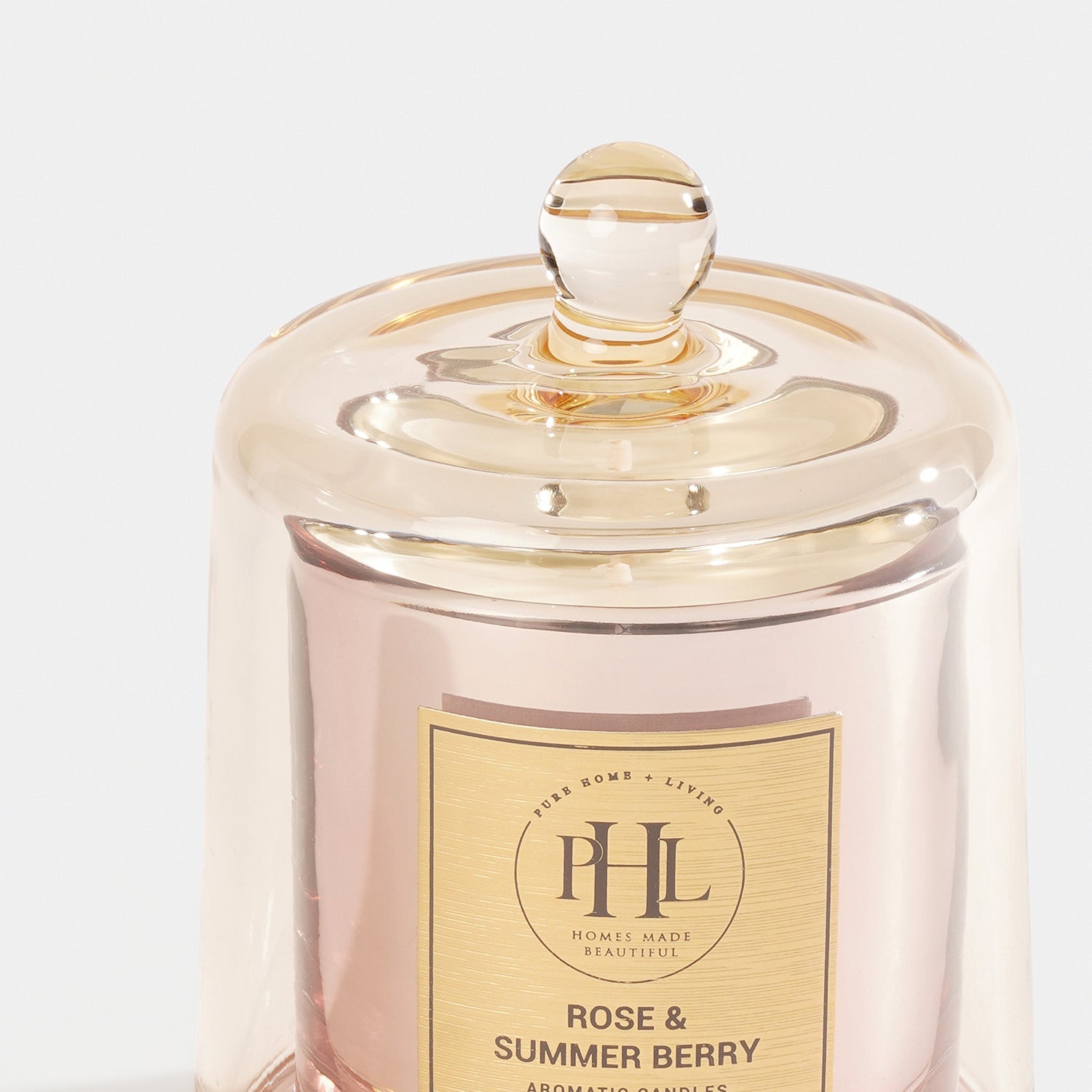 Rose and Summer Berry Scented Bell Jar Glass Candle - Light Pink
