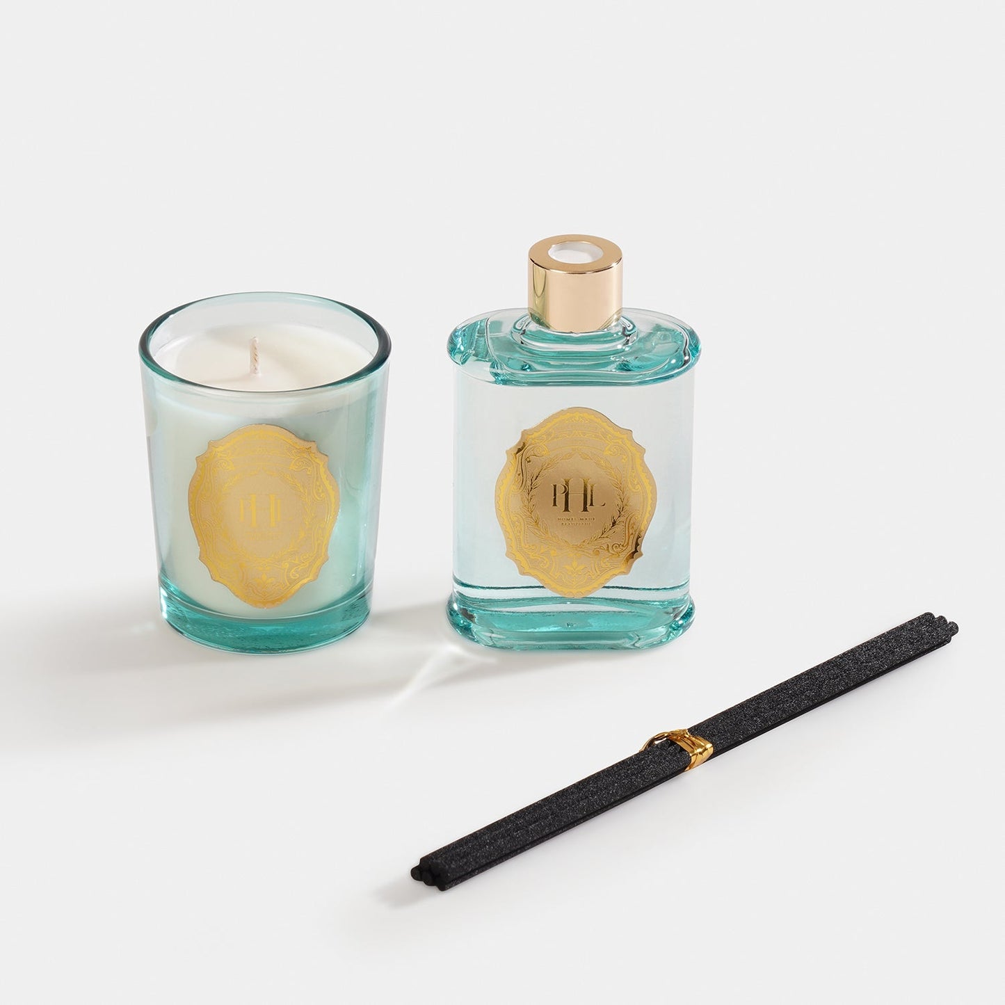 Set of 2 Light Blue Neroli Scented Wax Filled Jar Candle and Diffuser