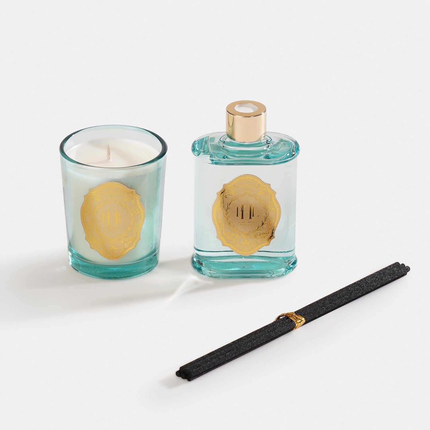Set of 2 Light Blue Neroli Scented Wax Filled Jar Candle and Diffuser