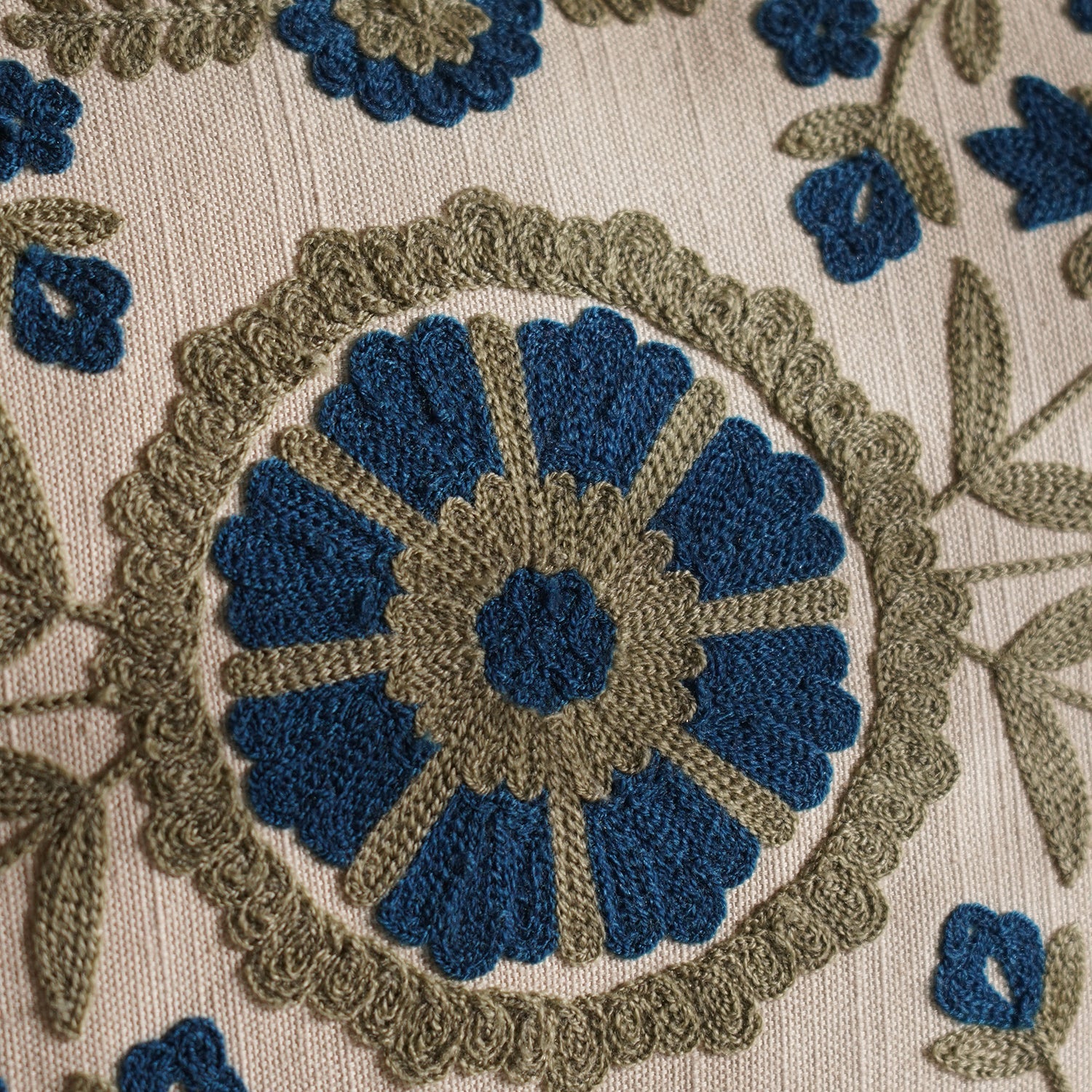 Blue Embroidered Cushion Cover