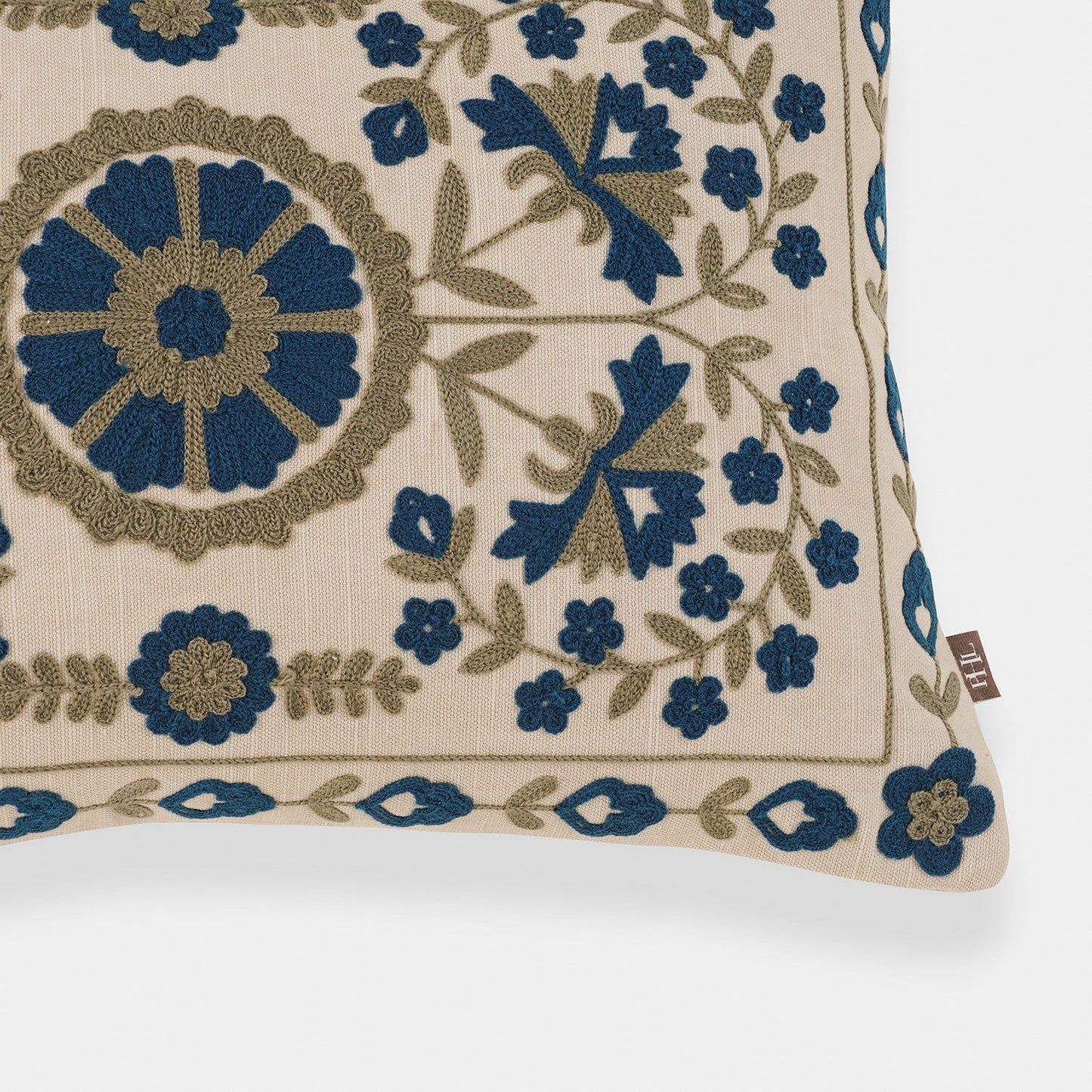 Blue Embroidered Cushion Cover