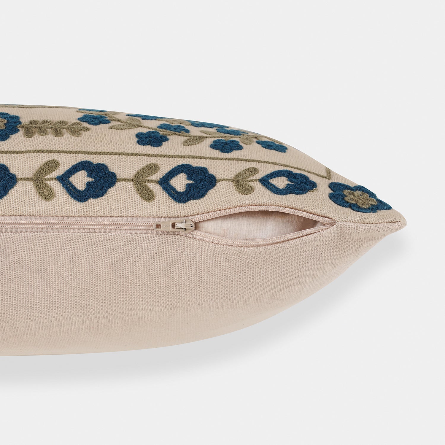 Blue Embroidered Cushion Cover