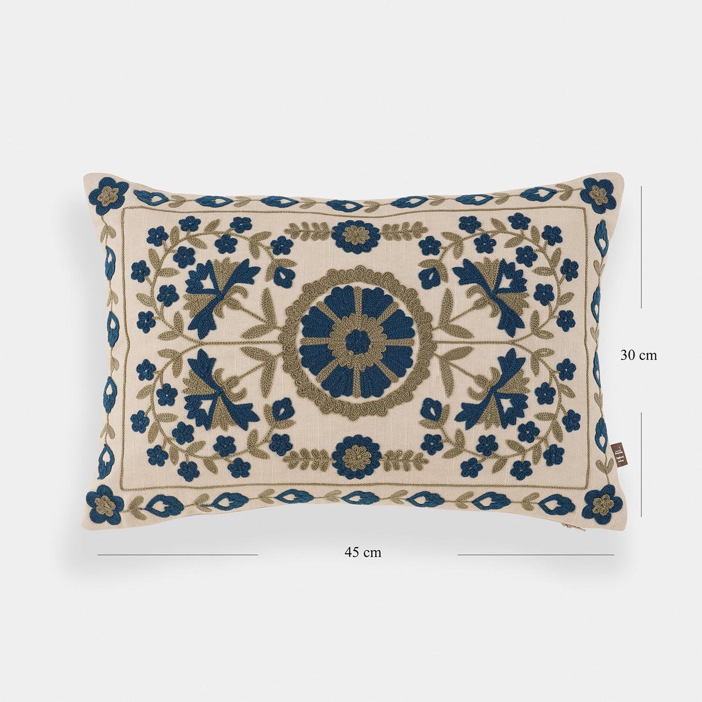 Blue Embroidered Cushion Cover