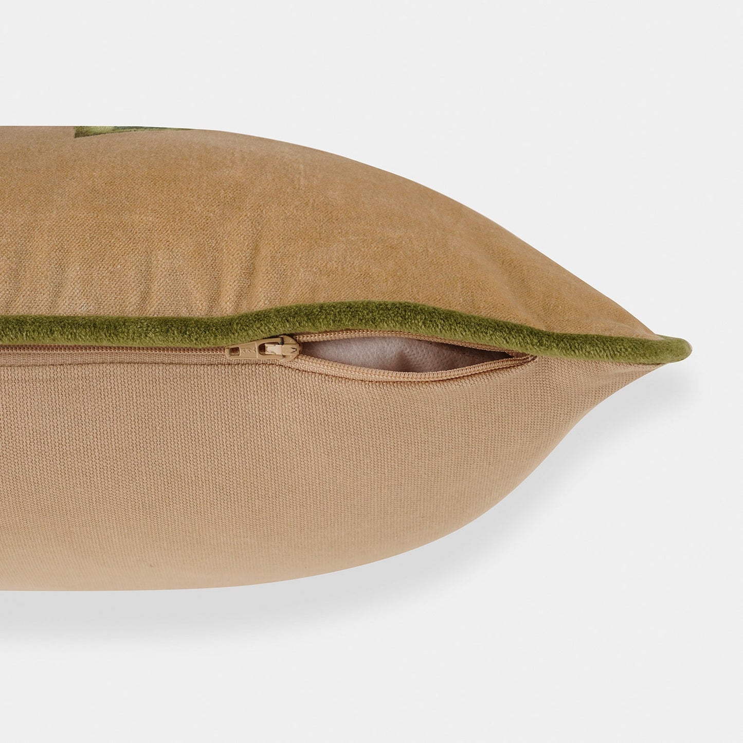 Beige Lemon Embroidery Velvet Cushion Cover