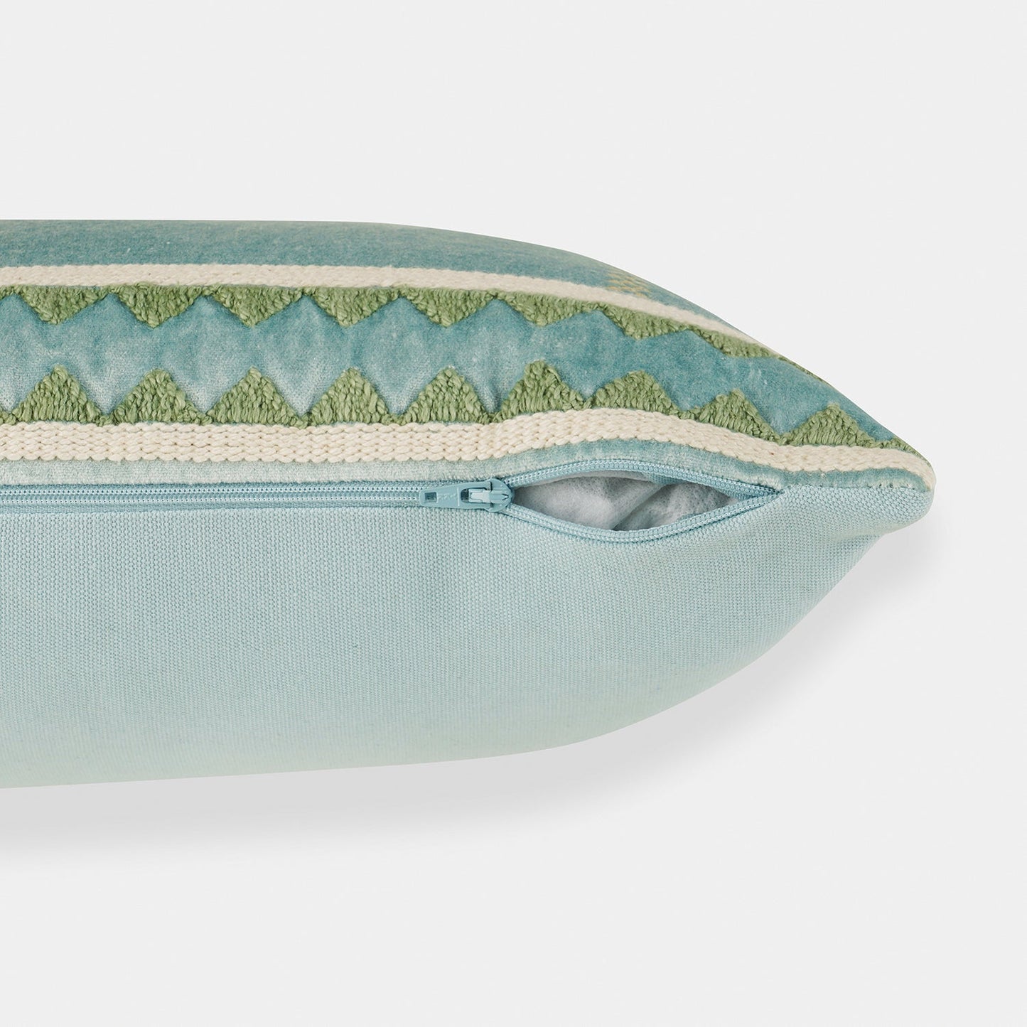 Blue Palm Embroidered Velvet Cushion Cover