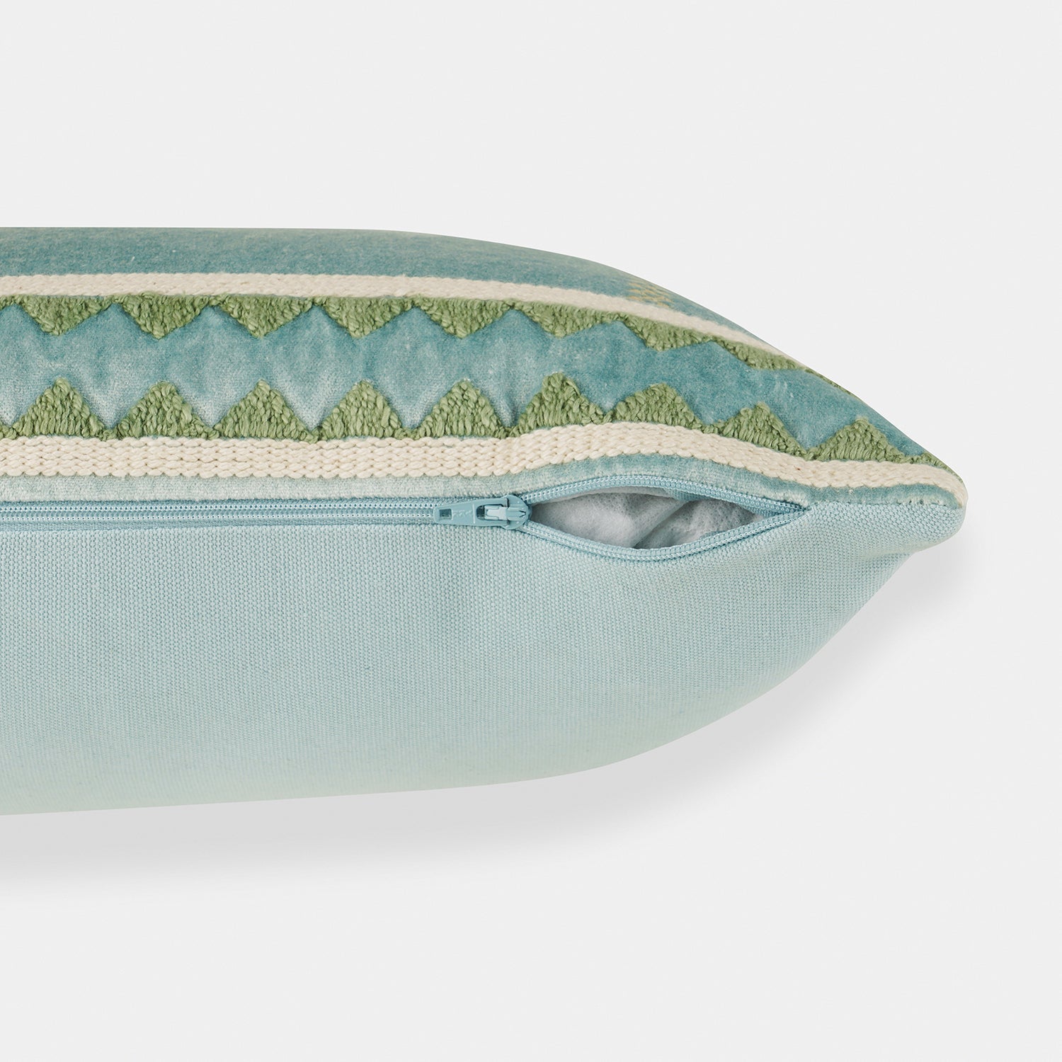 Blue Palm Embroidered Velvet Cushion Cover