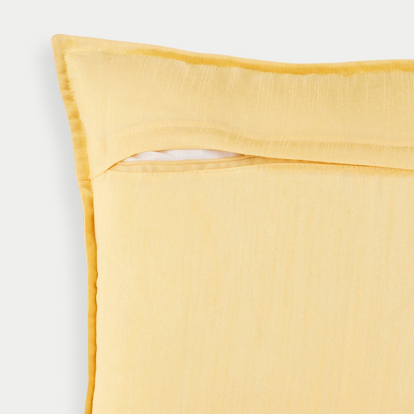 Yellow Floral Embroidered Cushion Cover