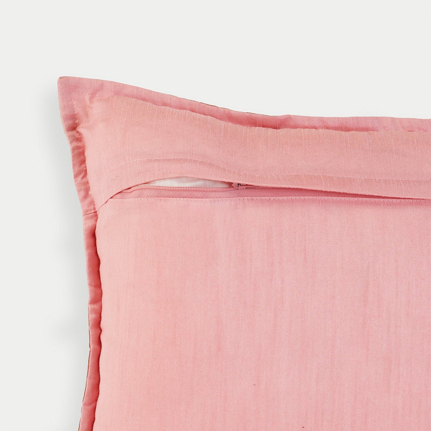 Pink Floral Embroidered Cushion Cover