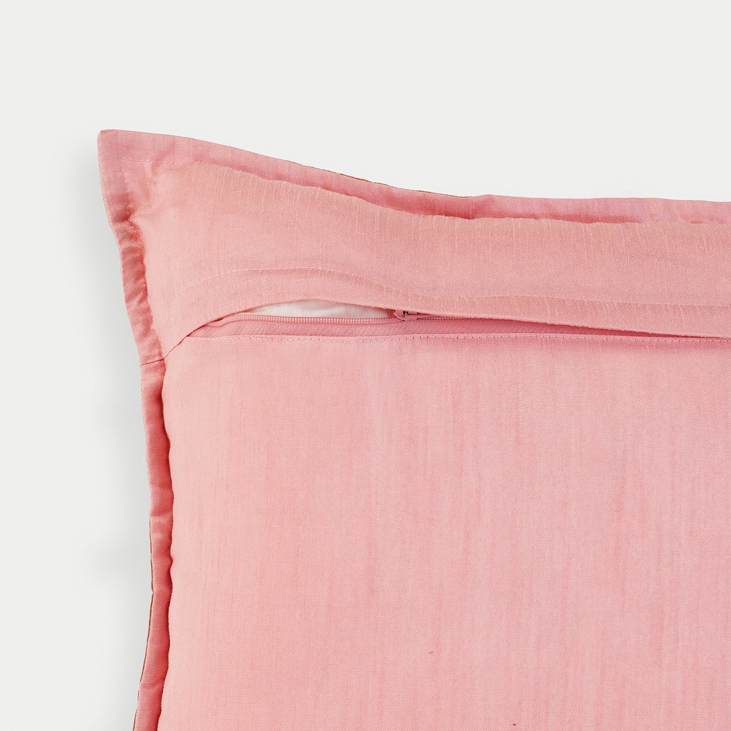 Pink Floral Embroidered Cushion Cover