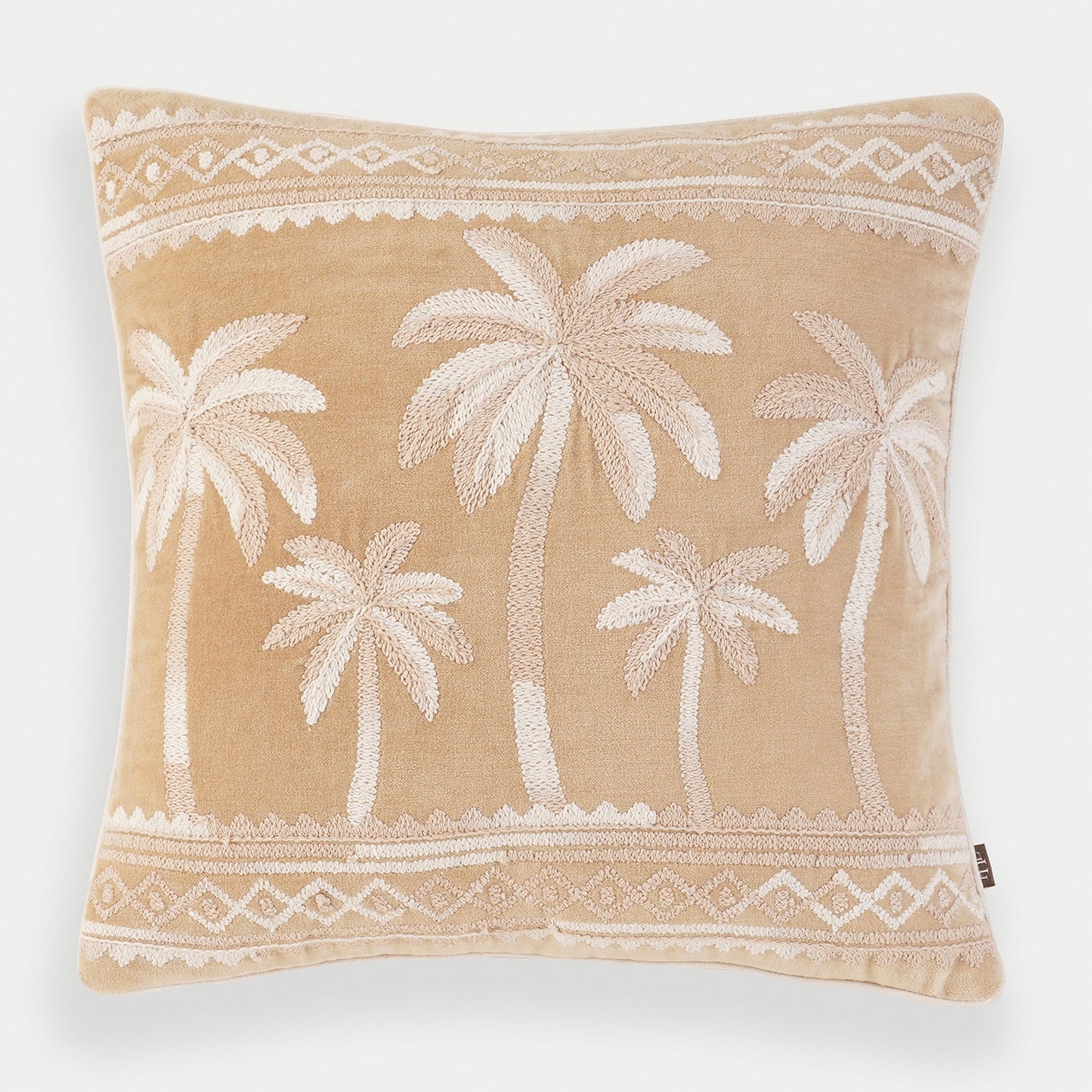 Palm Embroidered Velvet Cushion Cover