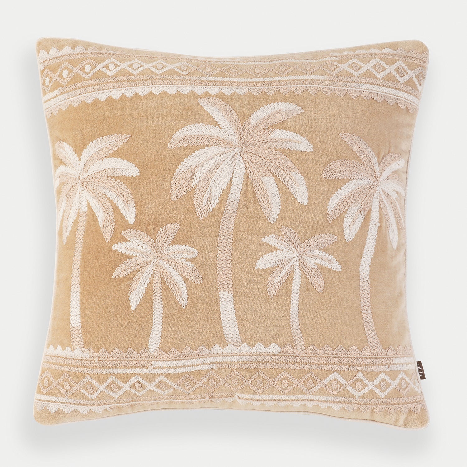 Palm Embroidered Velvet Cushion Cover