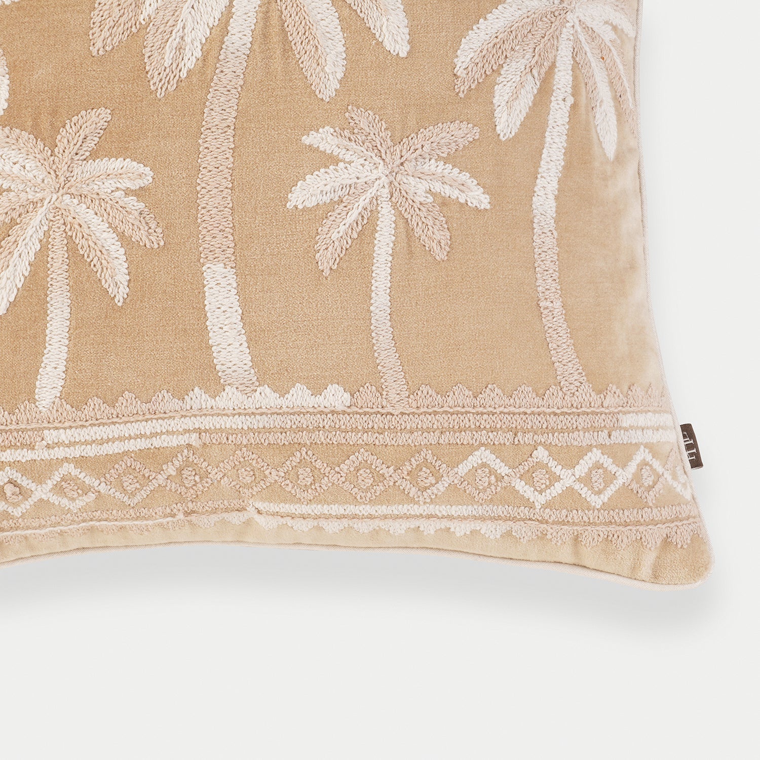 Palm Embroidered Velvet Cushion Cover