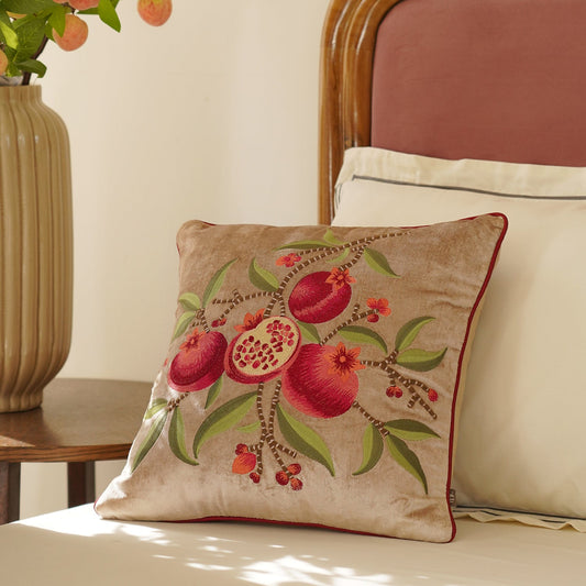 Pomegranate Embroidered Velvet Cushion Cover