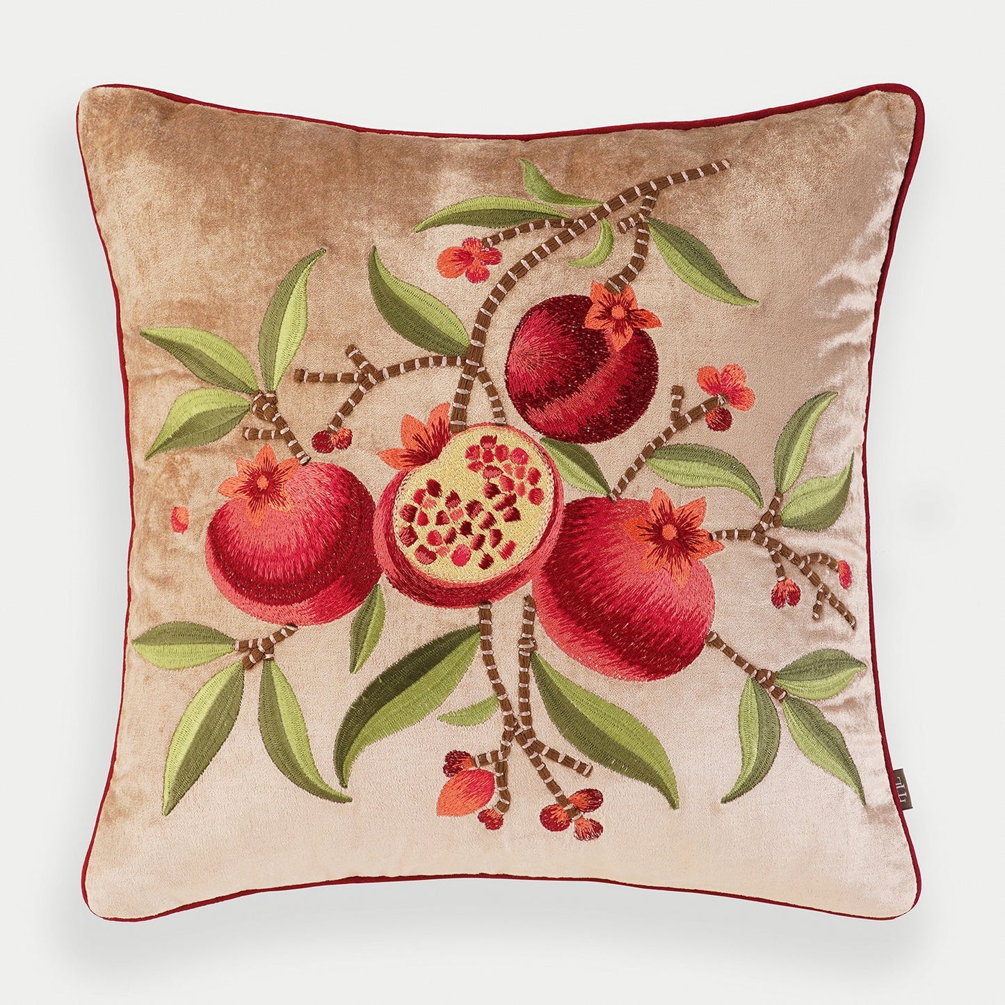 Pomegranate Embroidered Velvet Cushion Cover