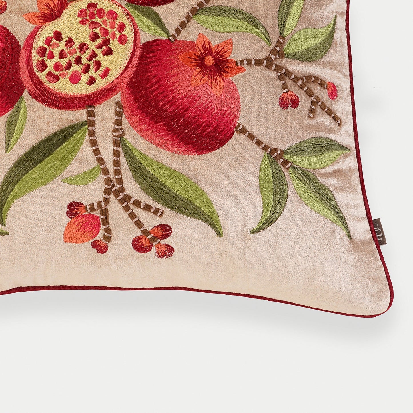 Pomegranate Embroidered Velvet Cushion Cover
