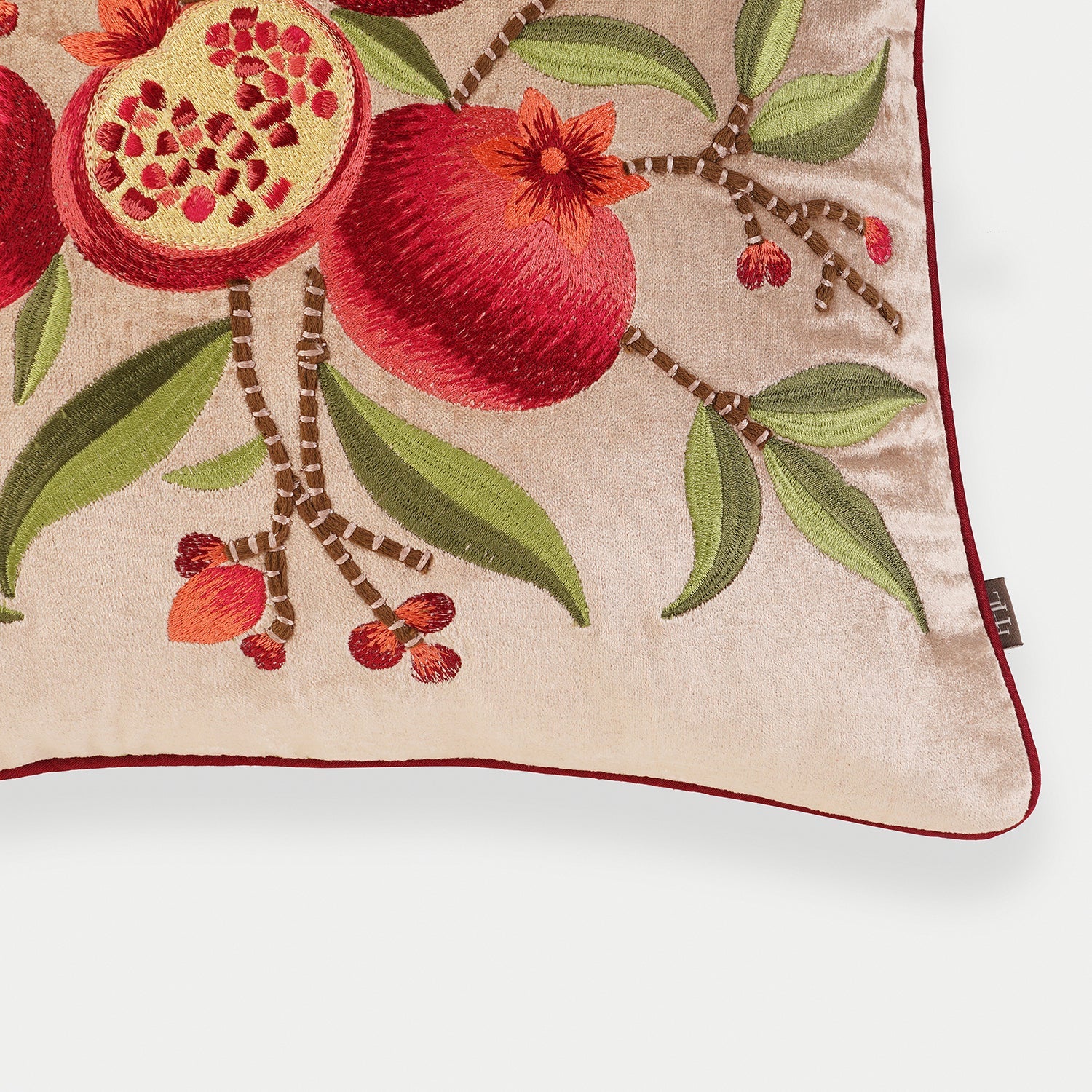 Pomegranate Embroidered Velvet Cushion Cover