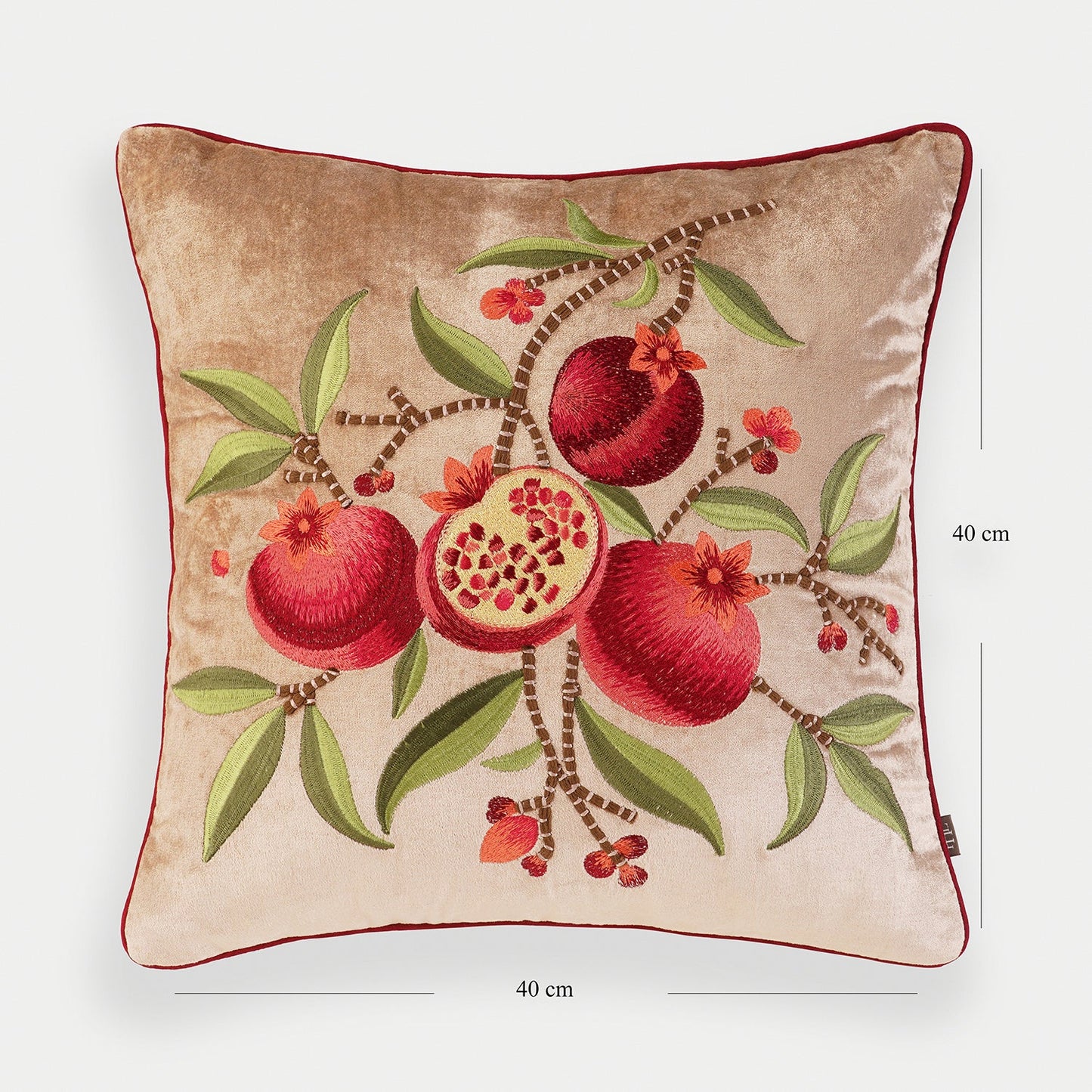 Pomegranate Embroidered Velvet Cushion Cover