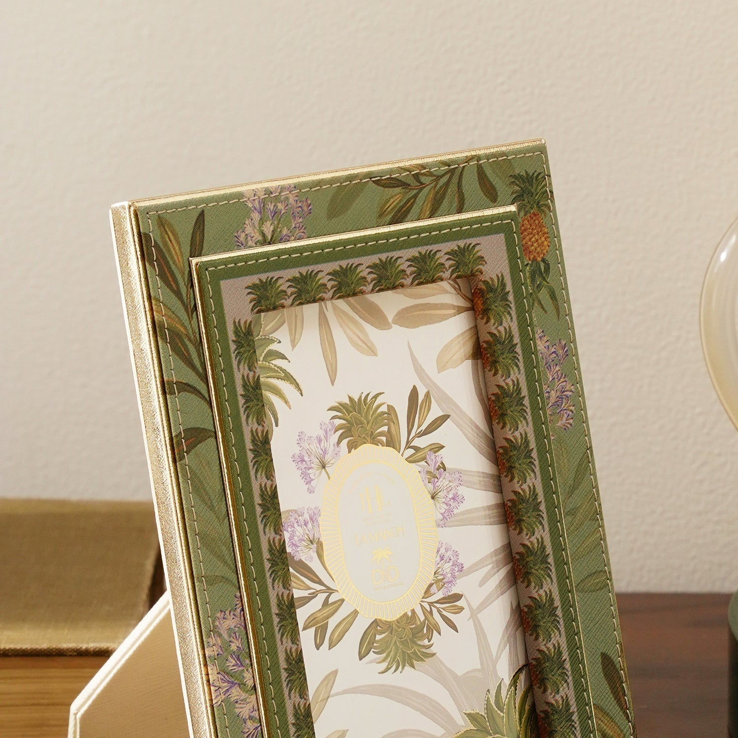 Green Pineapple Print Faux Leather Photo Frame - Small