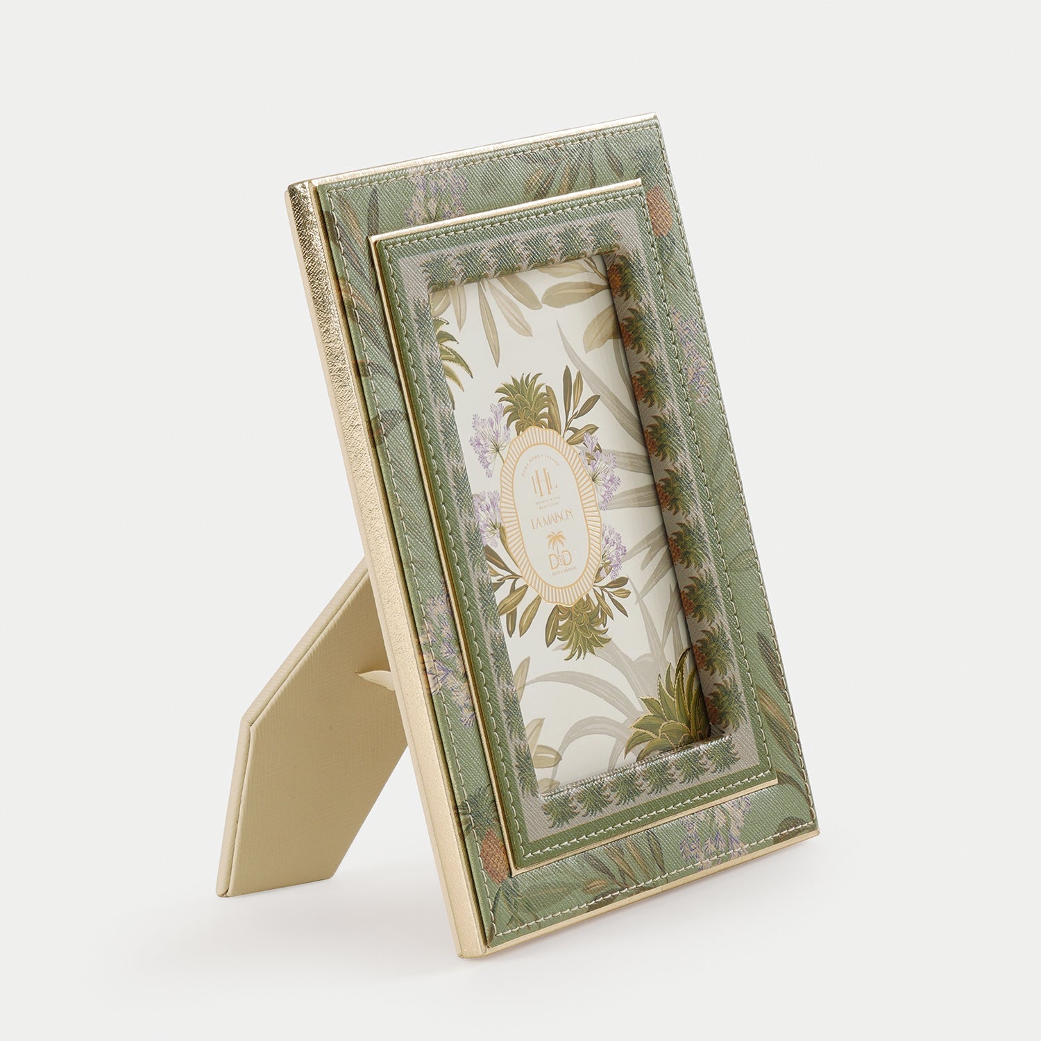 Green Pineapple Print Faux Leather Photo Frame - Small