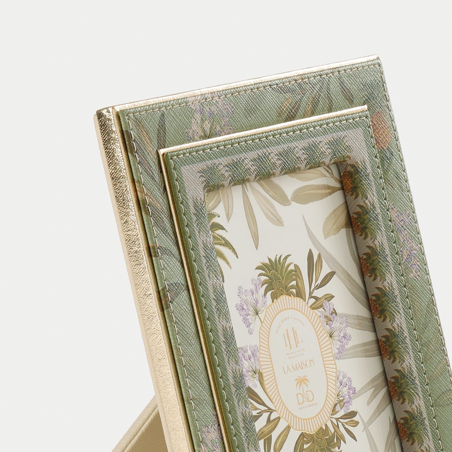 Green Pineapple Print Faux Leather Photo Frame - Small