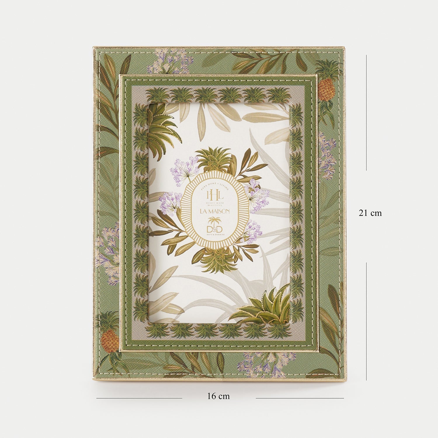 Green Pineapple Print Faux Leather Photo Frame - Small