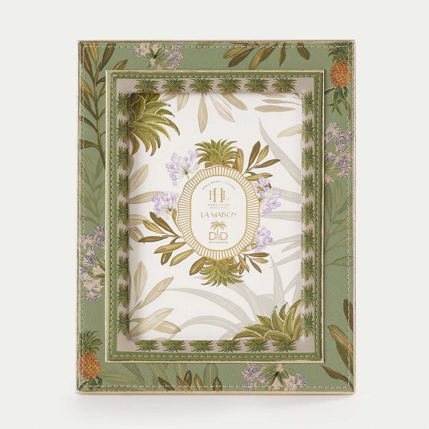 Green Pineapple Print Faux Leather Photo Frame - Large