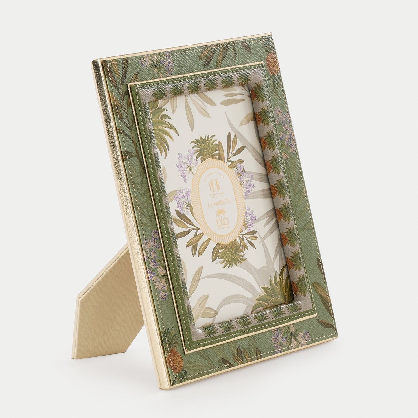Green Pineapple Print Faux Leather Photo Frame - Large