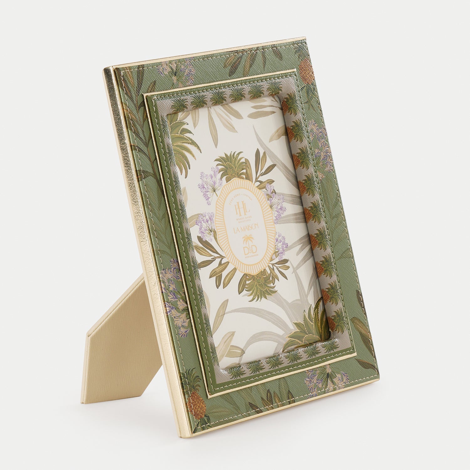 Green Pineapple Print Faux Leather Photo Frame - Large