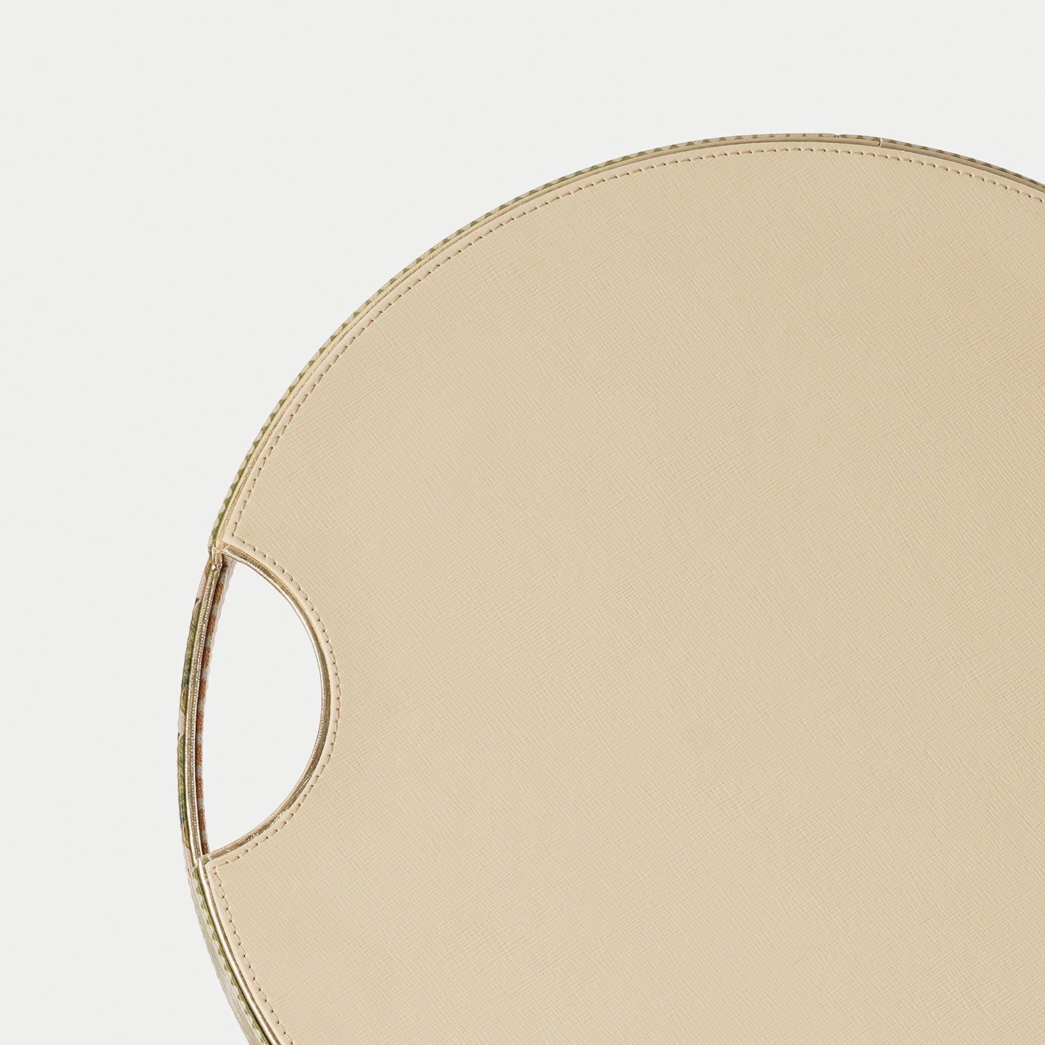 Green Pineapple Print Faux Leather Round Tray