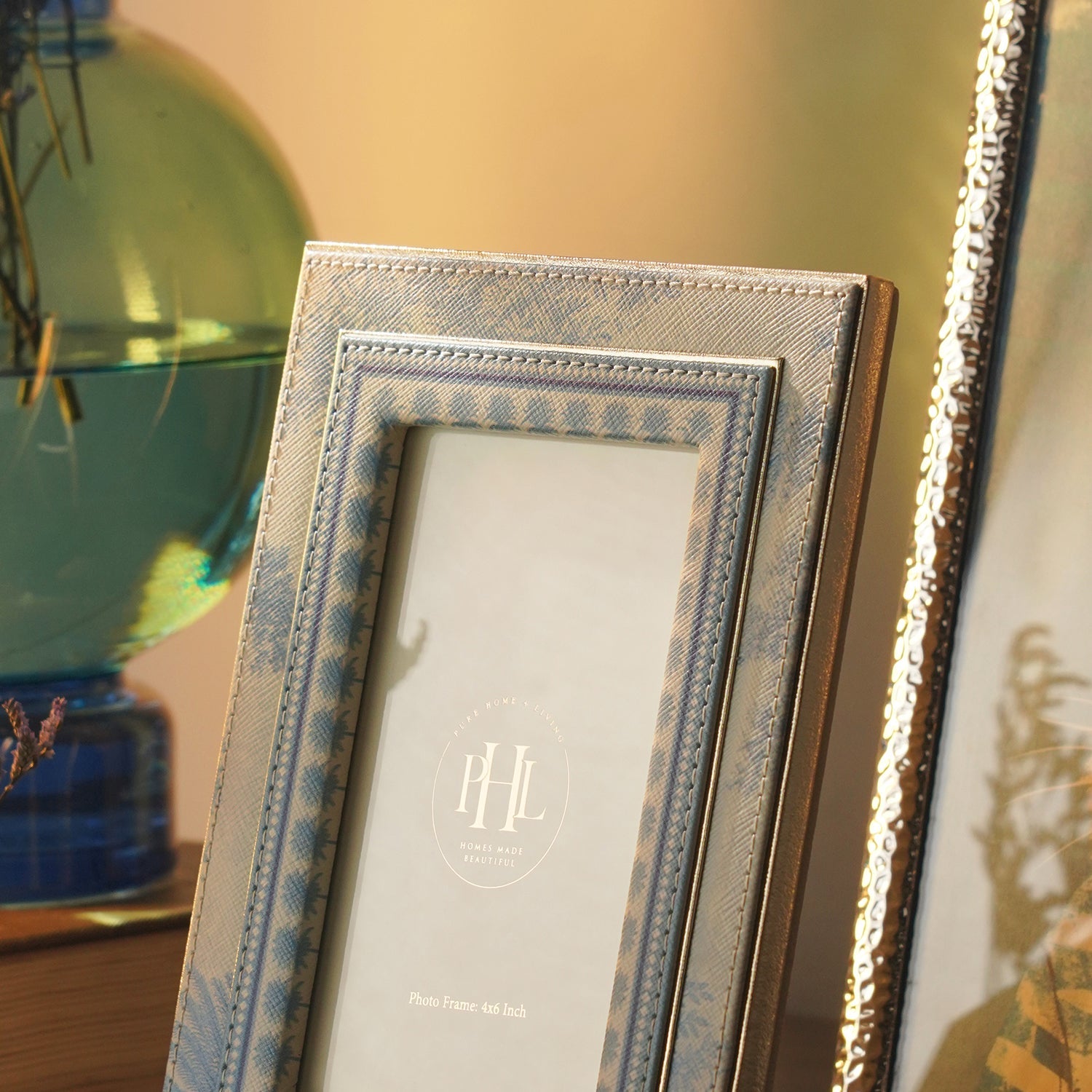 Blue Varena Faux Leather Photo Frame - Small