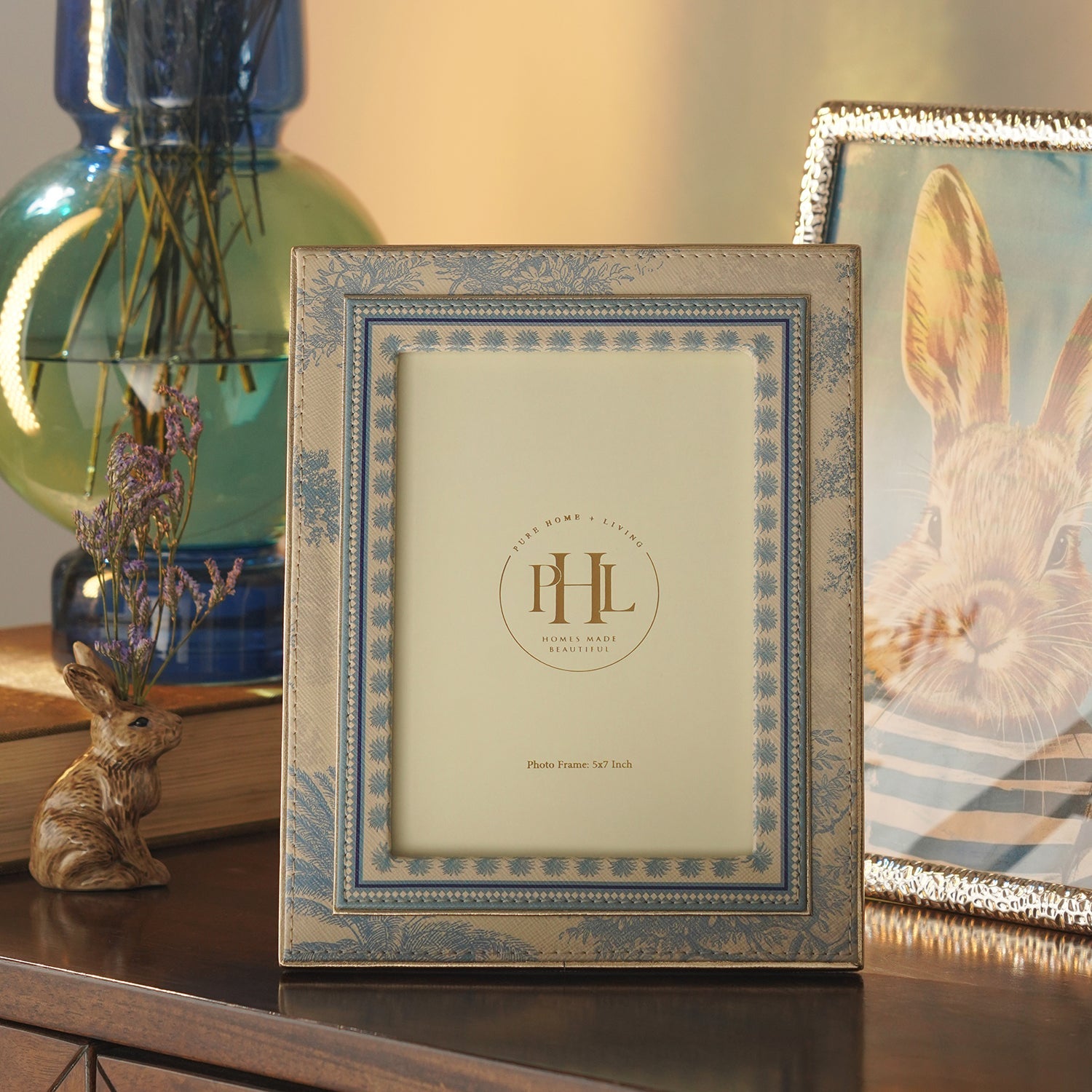 Blue Varena Faux Leather Photo Frame - Large