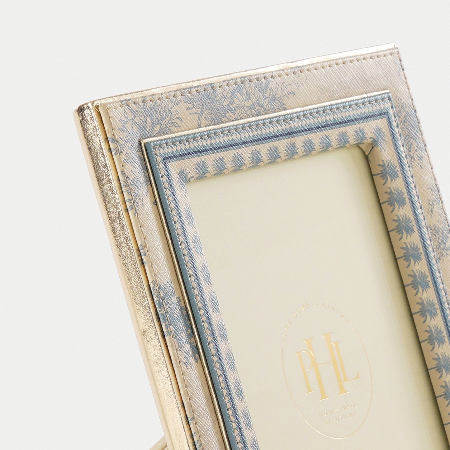 Blue Varena Faux Leather Photo Frame - Large