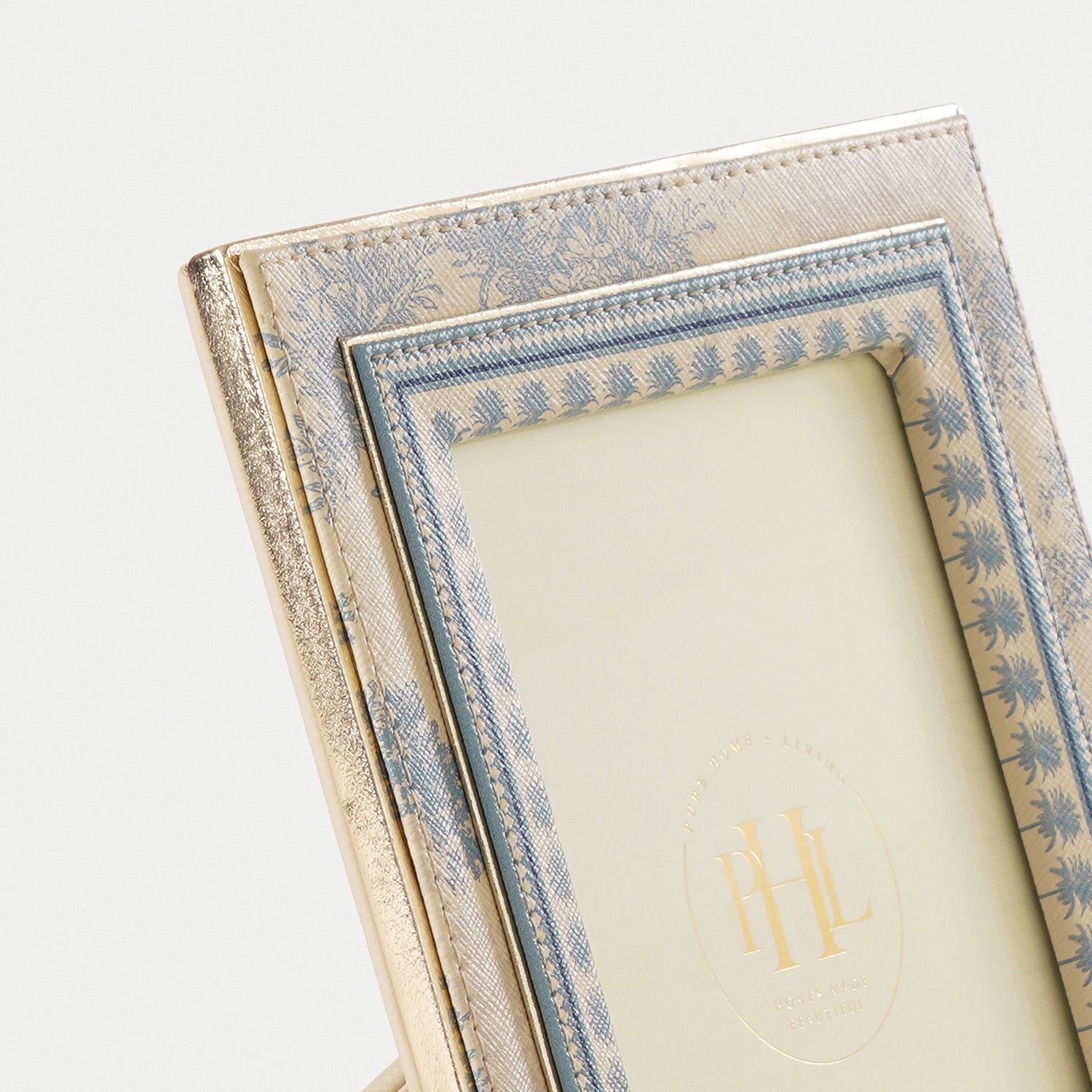 Blue Varena Faux Leather Photo Frame - Large