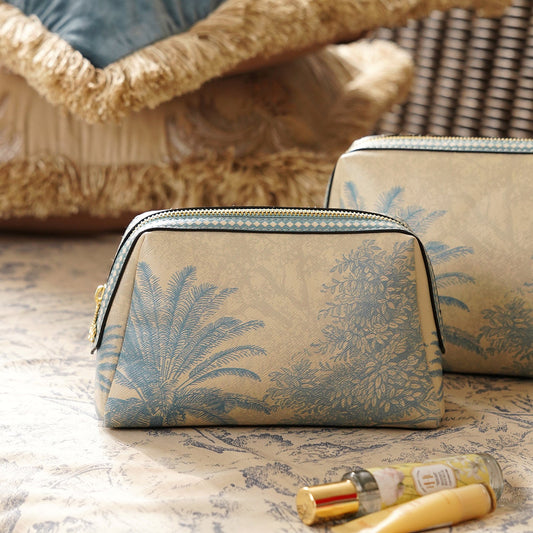 Blue Varena Faux Leather Vanity Pouch - Small