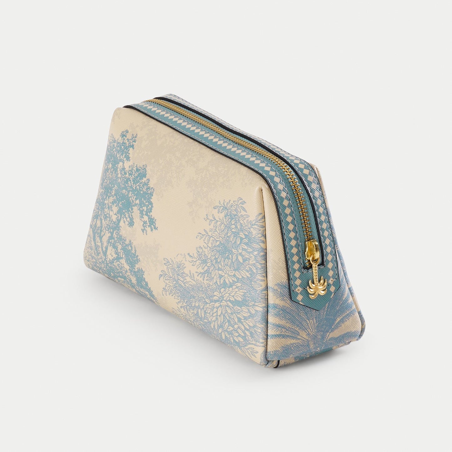 Blue Varena Faux Leather Vanity Pouch - Small