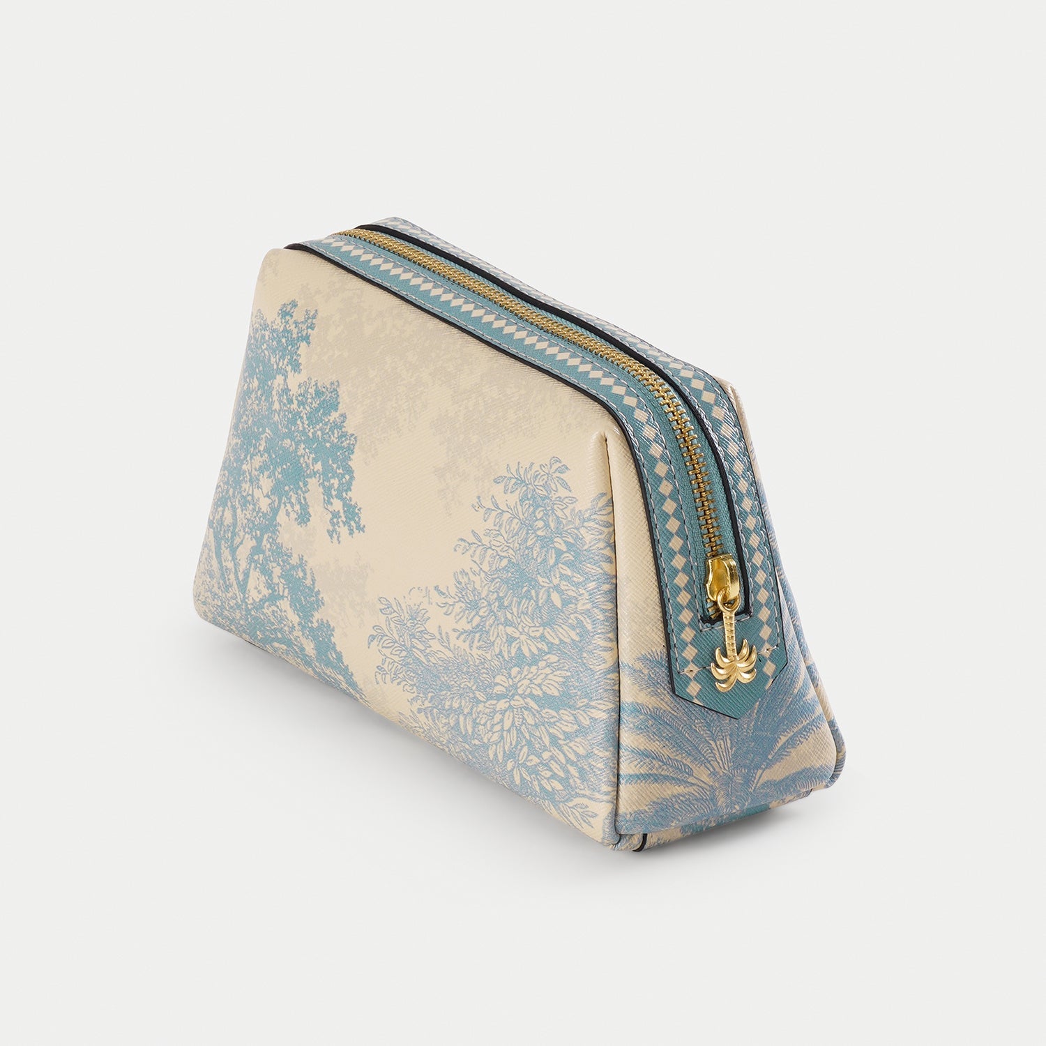 Blue Varena Faux Leather Vanity Pouch - Small