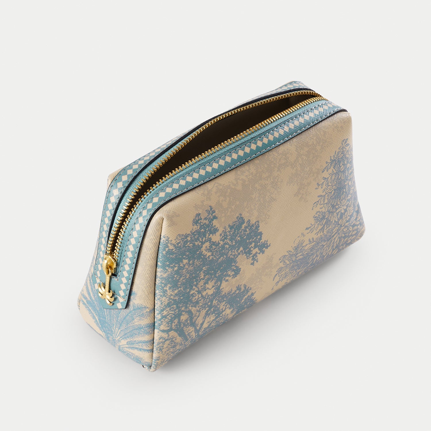 Blue Varena Faux Leather Vanity Pouch - Small