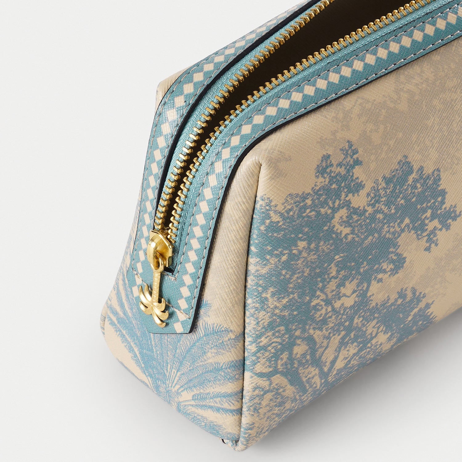 Blue Varena Faux Leather Vanity Pouch - Small