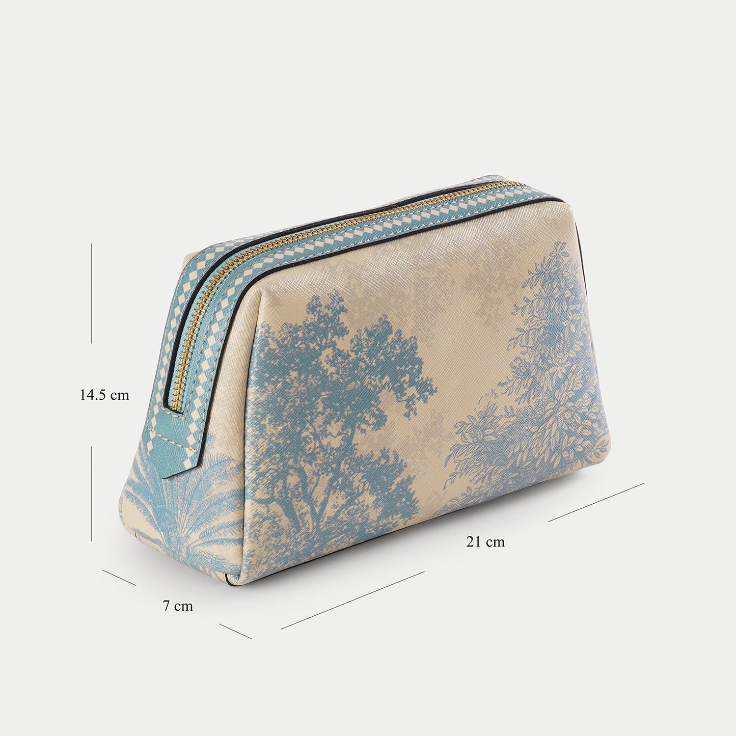 Blue Varena Faux Leather Vanity Pouch - Small