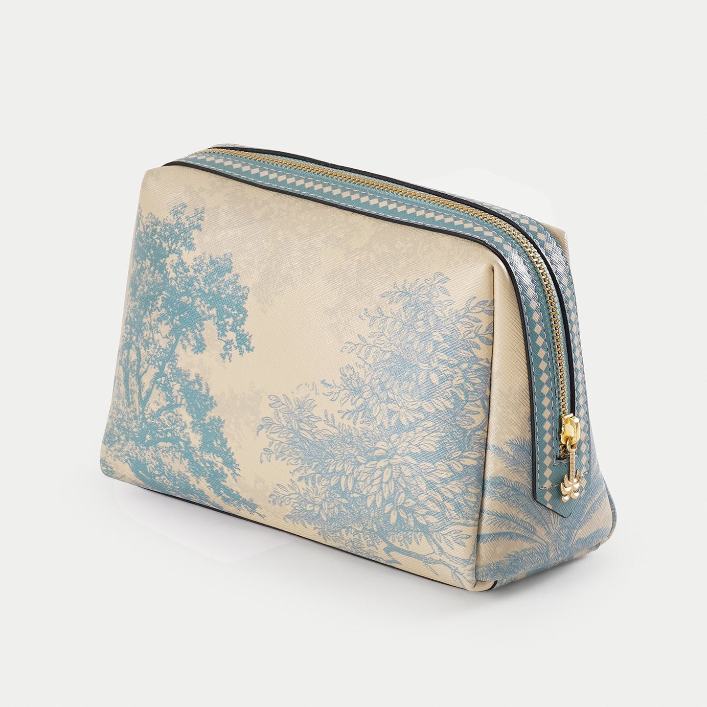 Blue Varena Faux Leather Vanity Pouch - Large