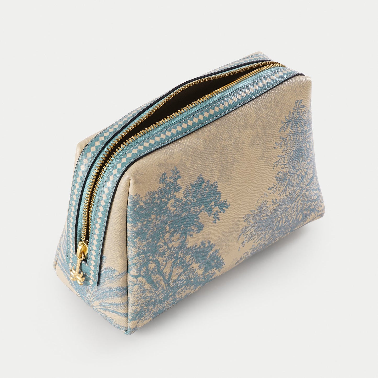 Blue Varena Faux Leather Vanity Pouch - Large