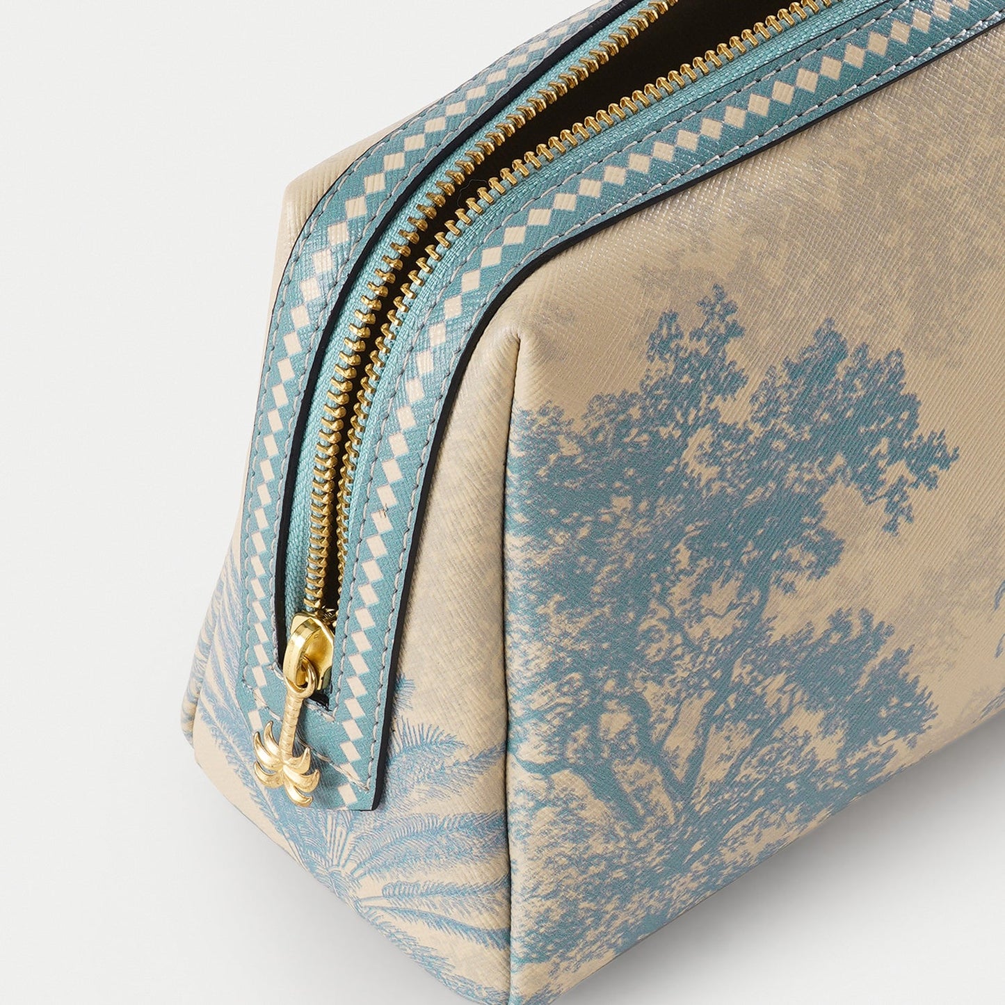 Blue Varena Faux Leather Vanity Pouch - Large