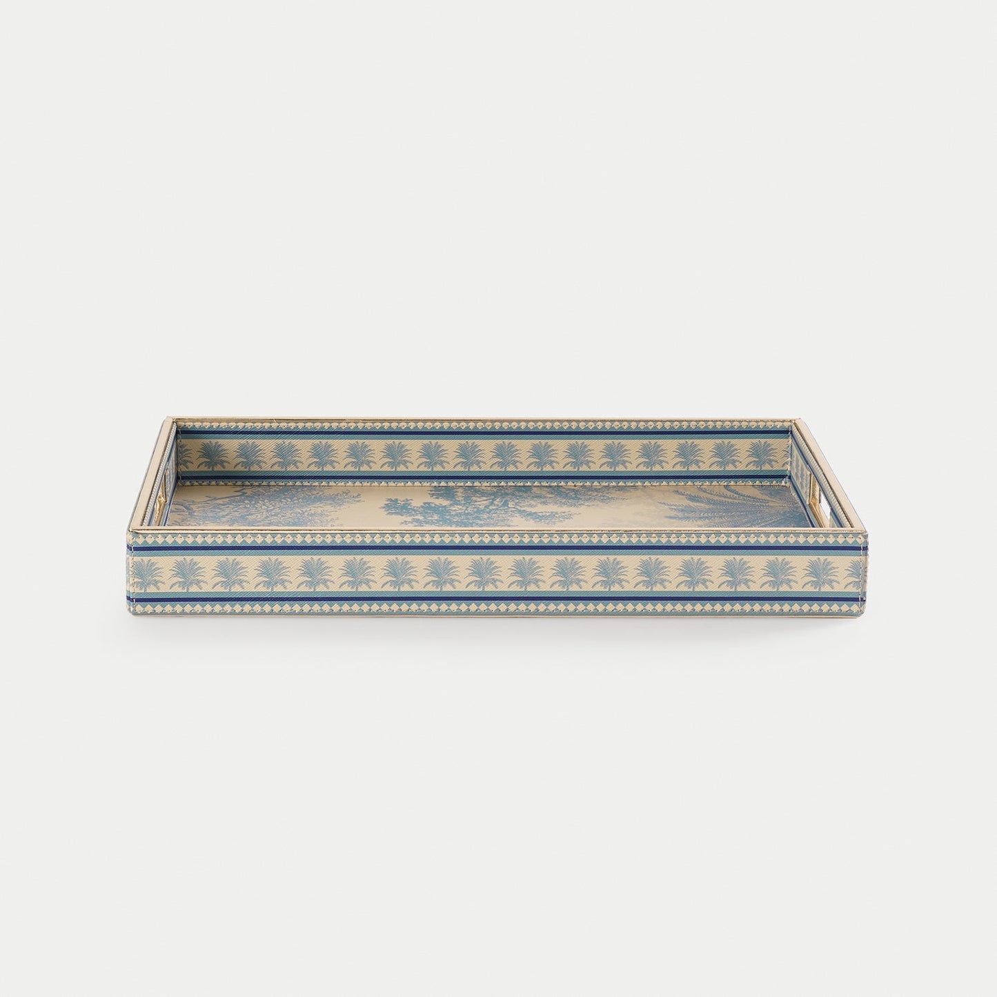 Blue Varena Faux Leather Rectangular Tray