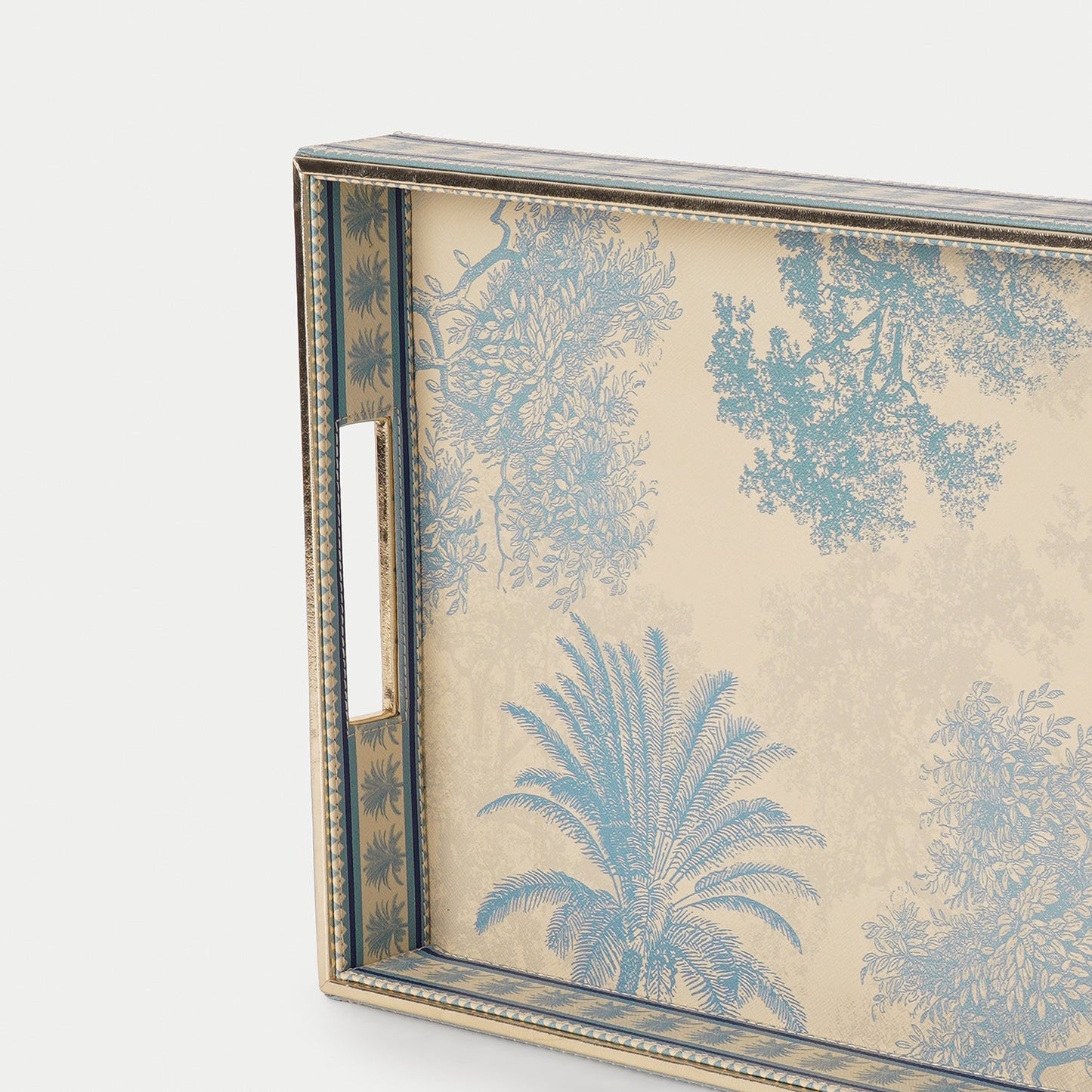 Blue Varena Faux Leather Rectangular Tray